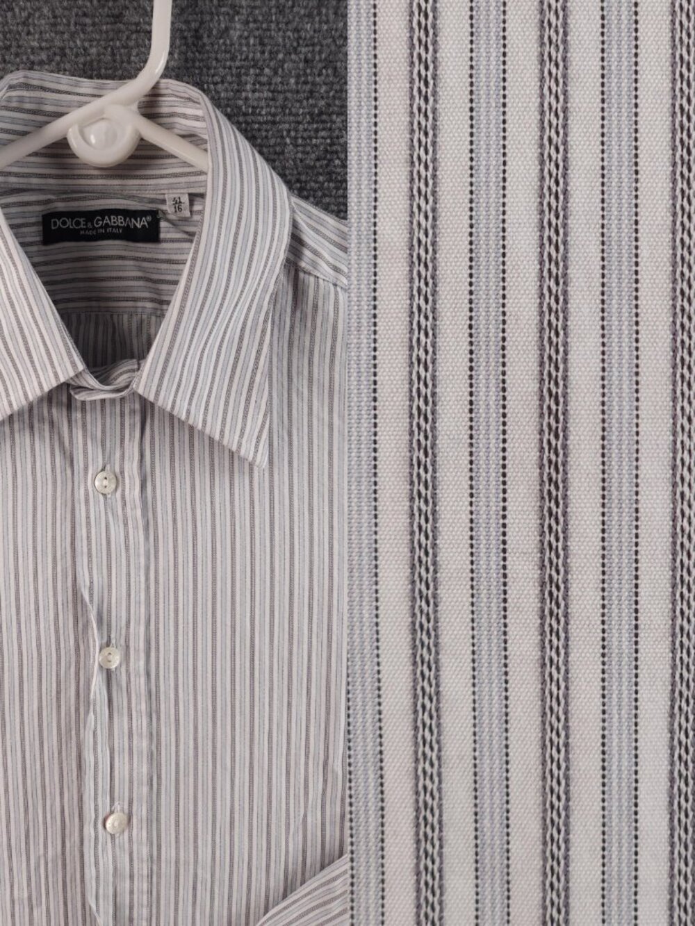Dolce Gabbana 16 Striped Italy Cotton Gray Shirt Long Sleeve Mens Button Up